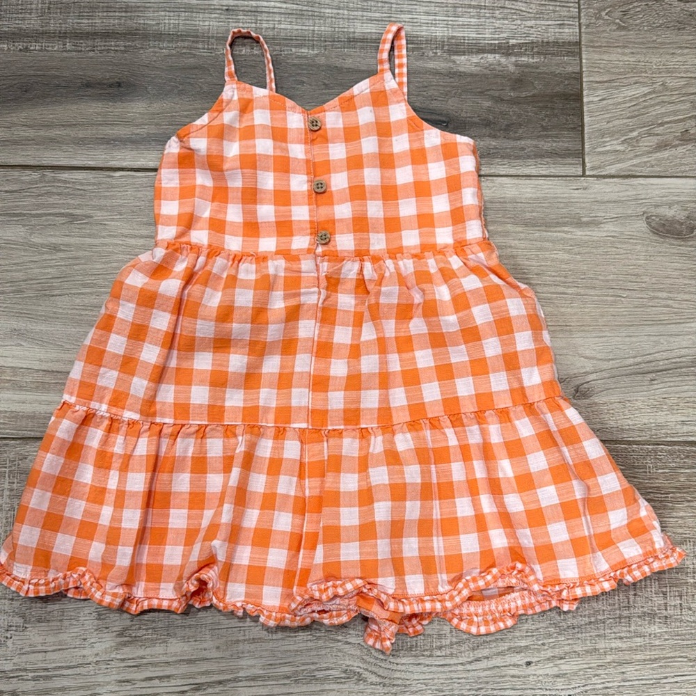 Orange and White Gingham Pattern Romper